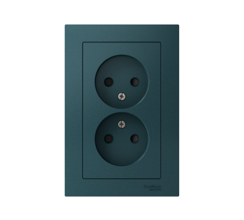 AtlasDesign Изумруд Розетка без заземления двойная, со шторками,16А, (в сборе с рамкой)  ATN000822  SE