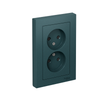 AtlasDesign Изумруд Розетка без заземления двойная, со шторками,16А, (в сборе с рамкой)  ATN000822  SE