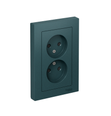 AtlasDesign Изумруд Розетка без заземления двойная, со шторками,16А, (в сборе с рамкой)  ATN000822  SE