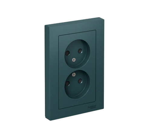 AtlasDesign Изумруд Розетка без заземления двойная, со шторками,16А, (в сборе с рамкой)  ATN000822  SE