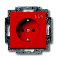 Розетка SCHUKO 16А 250В с маркировкой EDV, со шторками, серия solo/future, цвет красный  2013-0-5325   2CKA002013A5325  ABB