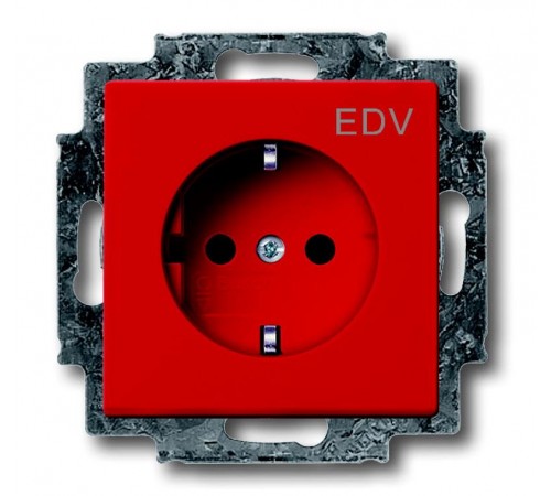 Розетка SCHUKO 16А 250В с маркировкой EDV, со шторками, серия solo/future, цвет красный  2013-0-5325   2CKA002013A5325  ABB