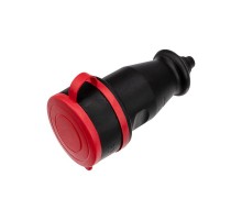 Розетка переносная влагозащищенная с крышкой, 3Р+РЕ, 32 А, IP44 каучук  111-012  REXANT