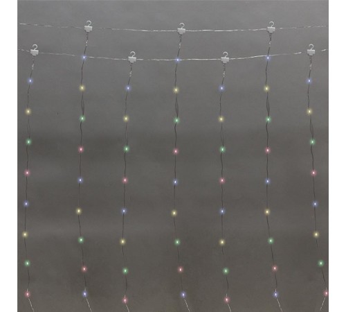 Гирлянда Дождь из росы 3х2м, 200LED, мультиколор, IP20, USB + пульт управления, с крючками для крепления  315-879  NEON-NIGHT