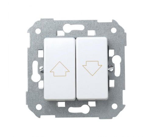 Simon 27 Выключатель 2-кл кнопочный для управления жалюзи (без блокировки), 10А 250В, S27, белый  27396-65  Simon