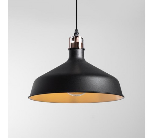 Светильник подвесной PL2 BK/RC металл, E27, max 60W, d300 мм, шагрень черный/медь  Б0037413  ЭРА