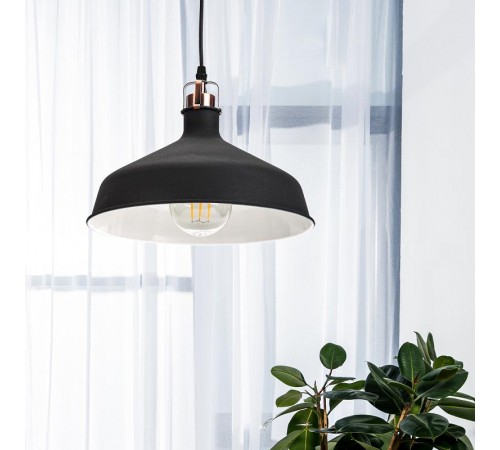 Светильник подвесной PL2 BK/RC металл, E27, max 60W, d300 мм, шагрень черный/медь  Б0037413  ЭРА