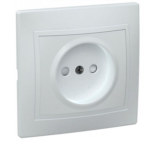 КВАРТА Белый Розетка 1-местная без заземления cо шторками 10А РСш10-2-КБ  ERK10-K01-10-DM  GENERICA