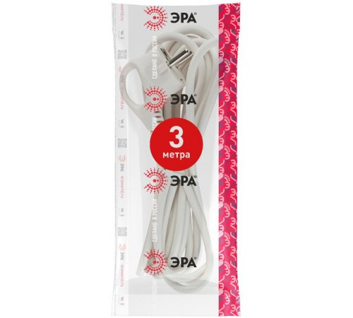 U-3x1-3m-W Шнур питания с вилкой с/з ПВС 3x1 3м белый  Б0048700  ЭРА
