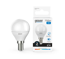 Лампа светодиодная Elementary Шар 10W 750lm 6500K Е14 LED 1/10/100  53130  Gauss
