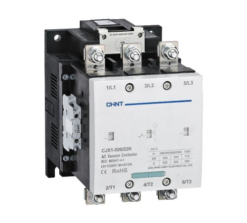 Контактор вакуумный CJX1-500/22K 500А(АС3) 2НО+2НЗ AC/DC 220В 50/60Гц  275715  CHINT