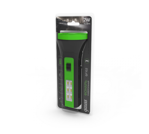 Фонарь ручной GFL102 2W 100lm lead acid 250mAh LED 1/10/120  GF102  Gauss