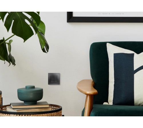 Etika Антрацит Выключатель 2-клавишный, автозажимные клеммы, 10 AX, 250 В  672602  Legrand