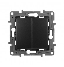 Etika Антрацит Выключатель 2-клавишный, автозажимные клеммы, 10 AX, 250 В  672602  Legrand