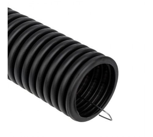 Труба гофрированная из ПНД, с зондом, черная, D40 мм (бухта 15 м/уп.)  28-0040-3  REXANT