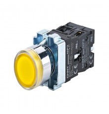Кнопка управления NP2-BW3565 плоская, желтая, 1НО+1НЗ, AC/DC230В (LED), IP40 (R)  574380  CHINT