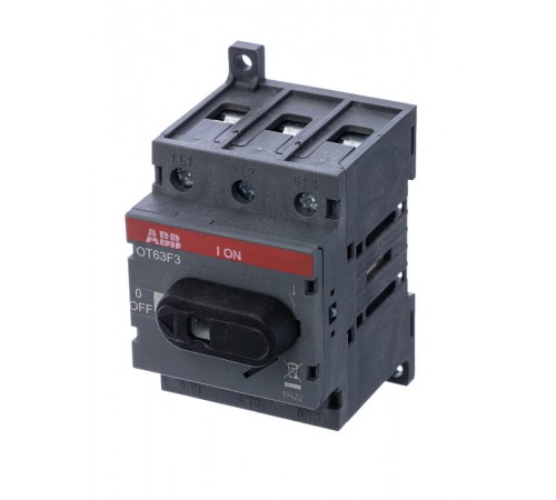 Рубильник OT63F3 до 63А 3пол для уст.на DIN-рейку или монтаж.плату(с рез. руч.)  1SCA105332R1001  ABB