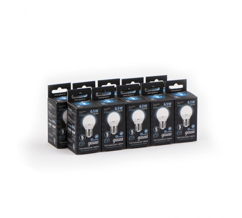 Лампа светодиодная LED 6,5Вт E27 220В 4100К шар  105102207  Gauss
