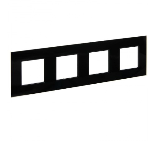 SKANDY Рамка 4-местная SK-F24Bl стекло черный   SK-M42-G-K02  IEK