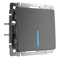 W1110104/ Электроустановочные изделия - Выключатель одноклавишный с подсветкой (графит рифленый)