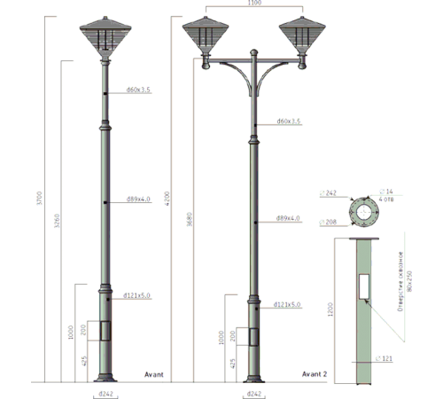 Опора освещения AVANT T1 (3220 ZDF ALCEA)  4702000010  Световые Технологии