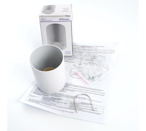 Светильник накладной потолочный под лампу, спот, ML177 MR16 20W 220V, белый  40512  Feron