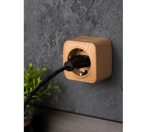 Розетка 1-местная ОП Минск 16А с заземлением светлое дерево EKF  EGR16-028-30  EKF