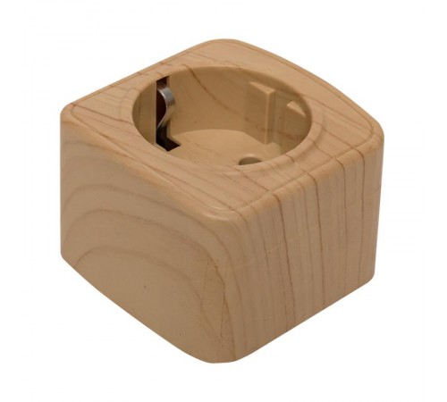 Розетка 1-местная ОП Минск 16А с заземлением светлое дерево EKF  EGR16-028-30  EKF