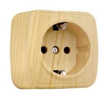 Розетка 1-местная ОП Минск 16А с заземлением светлое дерево EKF  EGR16-028-30  EKF