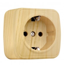 Розетка 1-местная ОП Минск 16А с заземлением светлое дерево EKF  EGR16-028-30  EKF