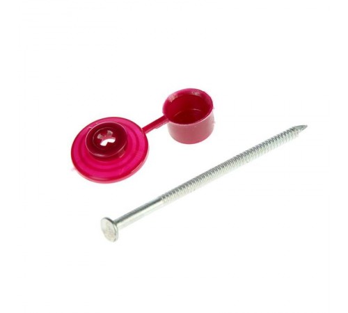 Гвозди кровельные для ондулина 70 мм, шляпка бордо (100 шт) - пакет ( 0,52501 кг)  151918  Tech-KREP