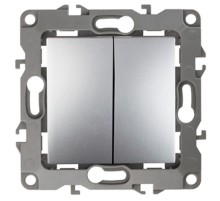 Выключатель двойной 12-1104-03  10АХ-250В,  алюминий  Б0014647  ЭРА