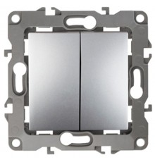 Выключатель двойной 12-1104-03  10АХ-250В,  алюминий  Б0014647  ЭРА