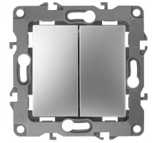 Переключатель двойной 12-1106-03 10АХ-250В,  алюминий  Б0014665  ЭРА