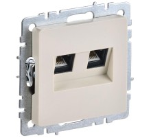 BRITE Розетка двойная RJ11+RJ45 кат.5E РК/Т12-БрКр бежевый  BR-KT20-O-1-K10  IEK