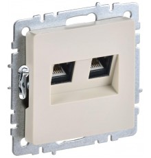 BRITE Розетка двойная RJ11+RJ45 кат.5E РК/Т12-БрКр бежевый  BR-KT20-O-1-K10  IEK