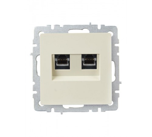 BRITE Розетка двойная RJ11+RJ45 кат.5E РК/Т12-БрКр бежевый  BR-KT20-O-1-K10  IEK