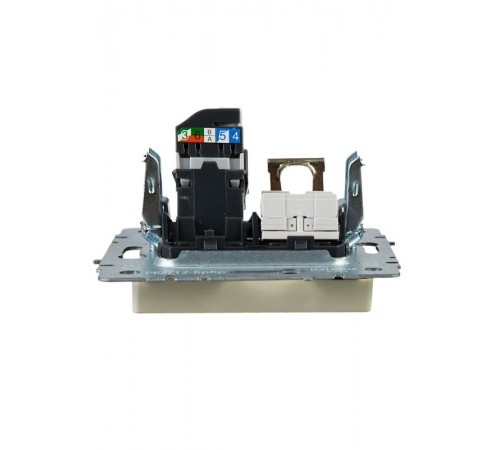 BRITE Розетка двойная RJ11+RJ45 кат.5E РК/Т12-БрКр бежевый  BR-KT20-O-1-K10  IEK