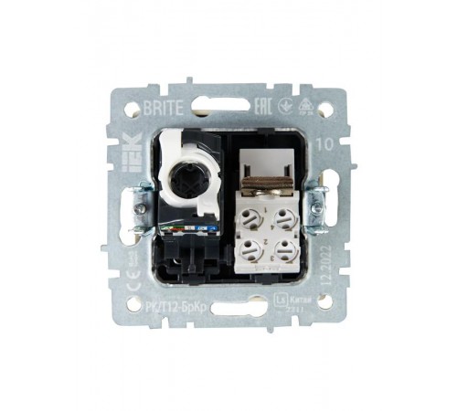 BRITE Розетка двойная RJ11+RJ45 кат.5E РК/Т12-БрКр бежевый  BR-KT20-O-1-K10  IEK