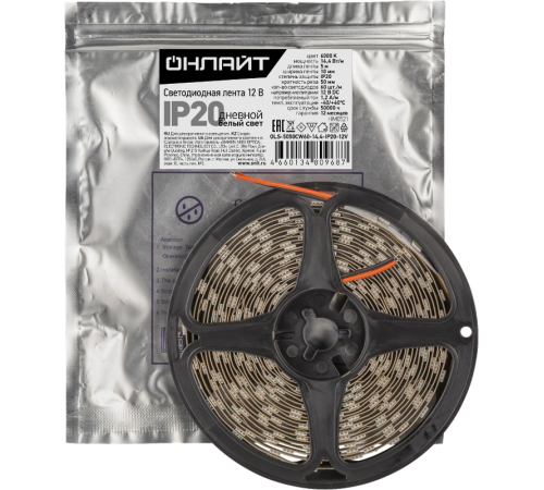 Лента светодиодная  OLS-5050CW60-14.4-IP20-12V  80968   ОНЛАЙТ
