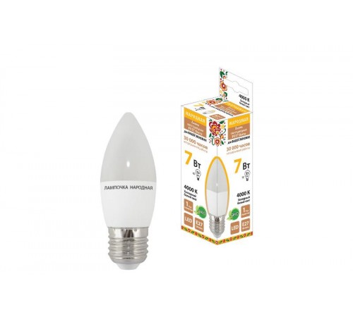 Лампа светодиодная FС37-7 Вт-230 В -4000 К-E27 Народная  SQ0340-1543  TDM