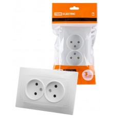 Розетка двойная 2П 10А 250В белая "Лама"  SQ1815-0024  TDM