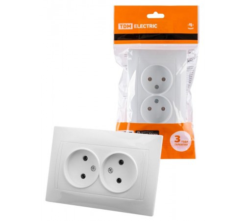 Розетка двойная 2П 10А 250В белая "Лама"  SQ1815-0024  TDM