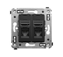 Компьютерная розетка RJ-45 в стену, кат.5e двойная, "Avanti", "Черный матовый"  4412464  DKC