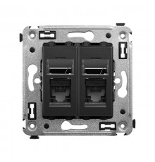 Компьютерная розетка RJ-45 в стену, кат.5e двойная, "Avanti", "Черный матовый"  4412464  DKC