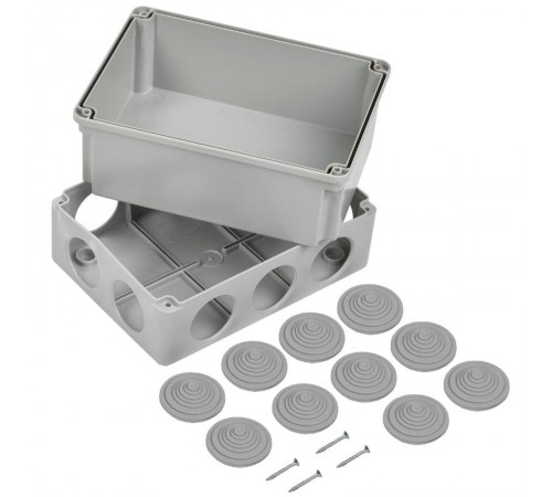 Коробка распределительная КМ41246 для о/п 190х140х120мм IP55 (RAL7035, 10 гермовводов)  UKO10-190-140-120-K41-55  IEK