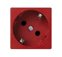 Розетка с заземлением, шторками и индикатором напряжения с винтовым подключением Schuko 2Р+Е 16A 250В~ красного цвета K45 Connect  KL01-6  Simon