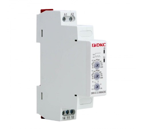 Реле контроля напряжения однофазное,  тип DRV, конфигурация контакта 1CO, 110-240В AC/DC  DRV-C-1-240ACDC  DKC