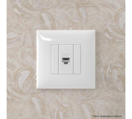 Компьютерная розетка RJ-45 без шторки в стену, кат.6А одинарная, "Avanti", "Белое облако"  4400673  DKC