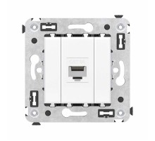 Компьютерная розетка RJ-45 без шторки в стену, кат.6А одинарная, "Avanti", "Белое облако"  4400673  DKC